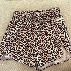 Leopard Print High-Waisted Athletic Shorts
